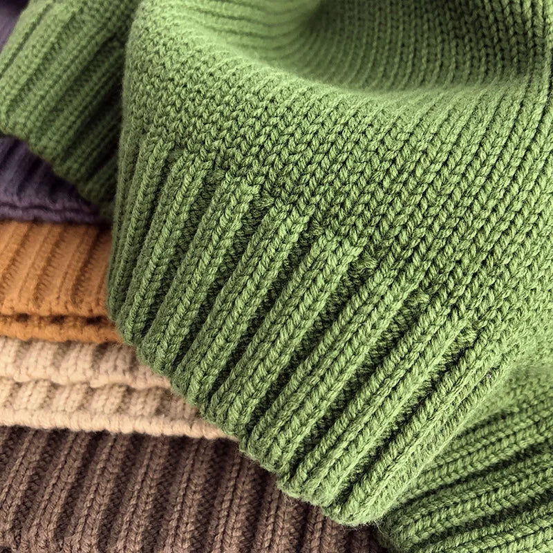 Pure Cotton Solid Kids Sweaters Vintage Boys Pullover Knitwear Toddler Girls Sweater Shirt Outwear For Children 1-6Y Unisex