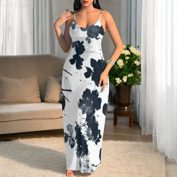 Color Splash Art Maxi Dress Plus Size Sleeveless Summer Vacation Party Dress