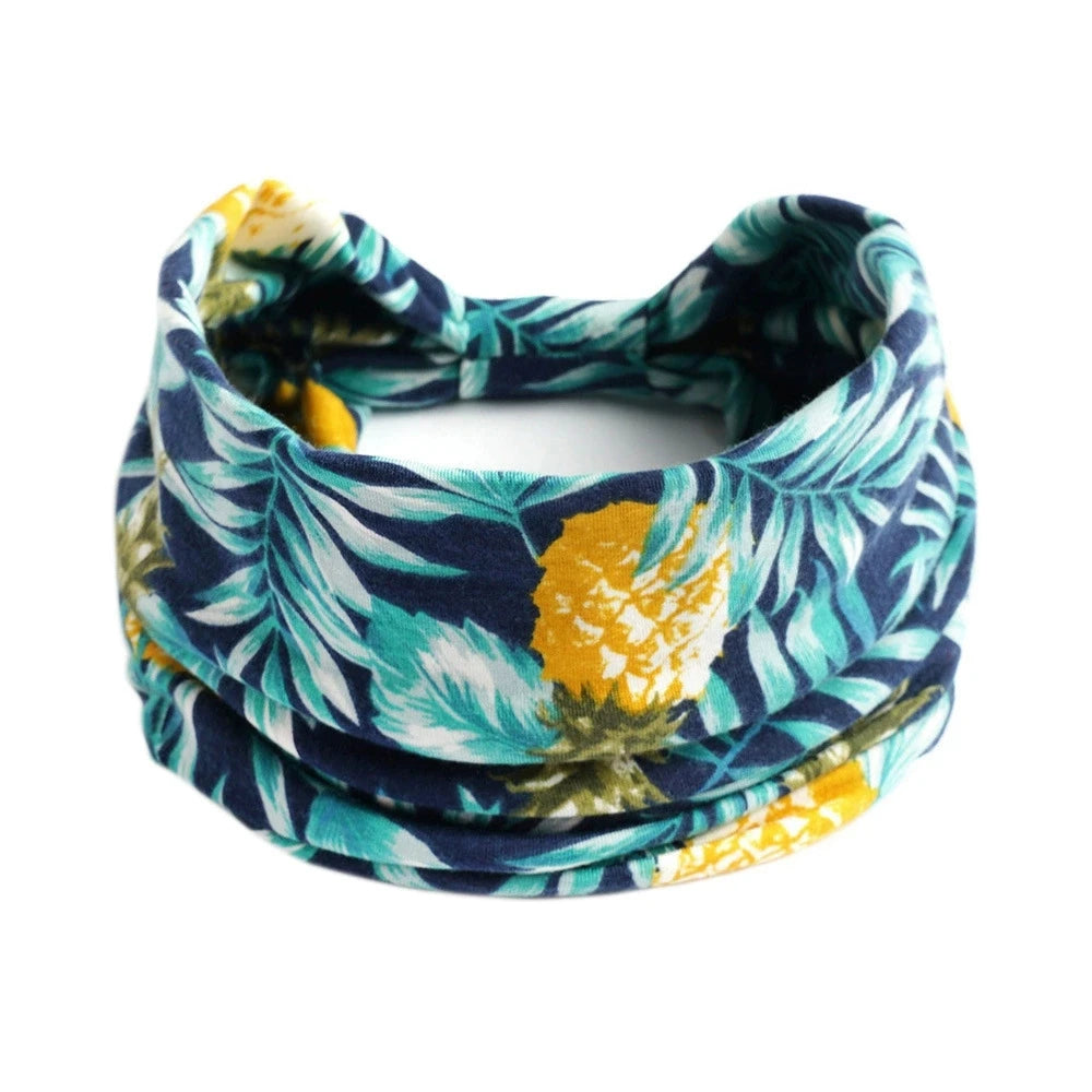 Bohol Headbands Women Wide Knotted Hairbands Elastic Turban Head Bands Non-Slip Floral Yoga Sports Sweatbands Workout Head Wraps