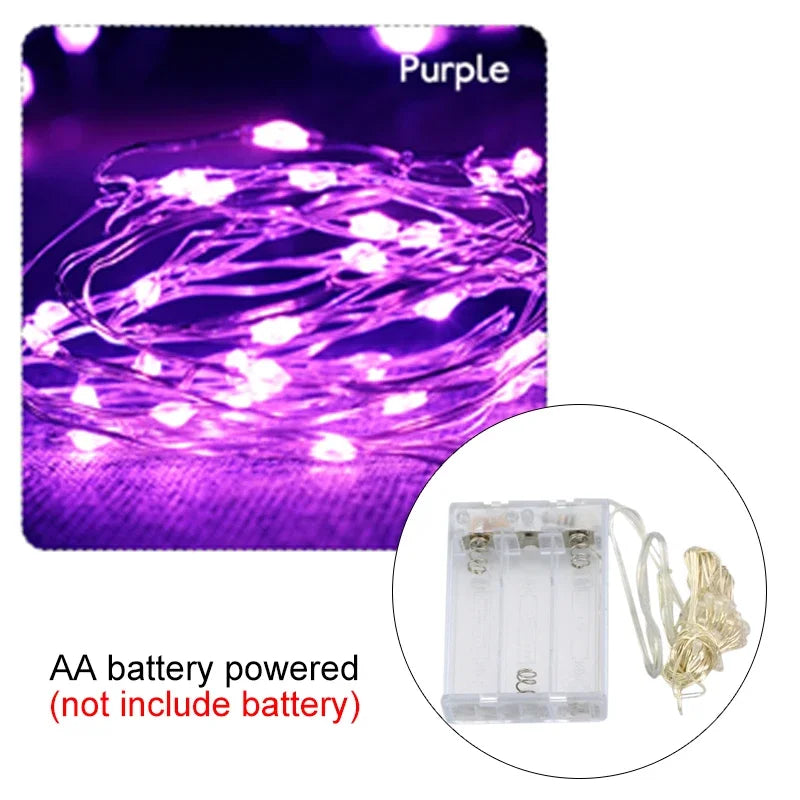 2M 5M 10M LED Fairy Lights Battery Operated Copper Wire Garland String Lights Outdoor Garden Wedding Party Christmas Tree Decor