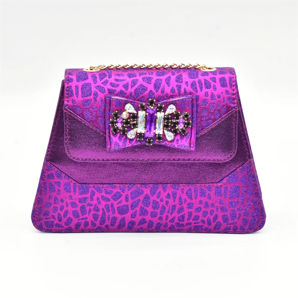 Purple Shoe and Bag Set for Party in Women Italian Shoe and Bag 2024 High Quality Elegant Heeled Shoes for Women African Pumps