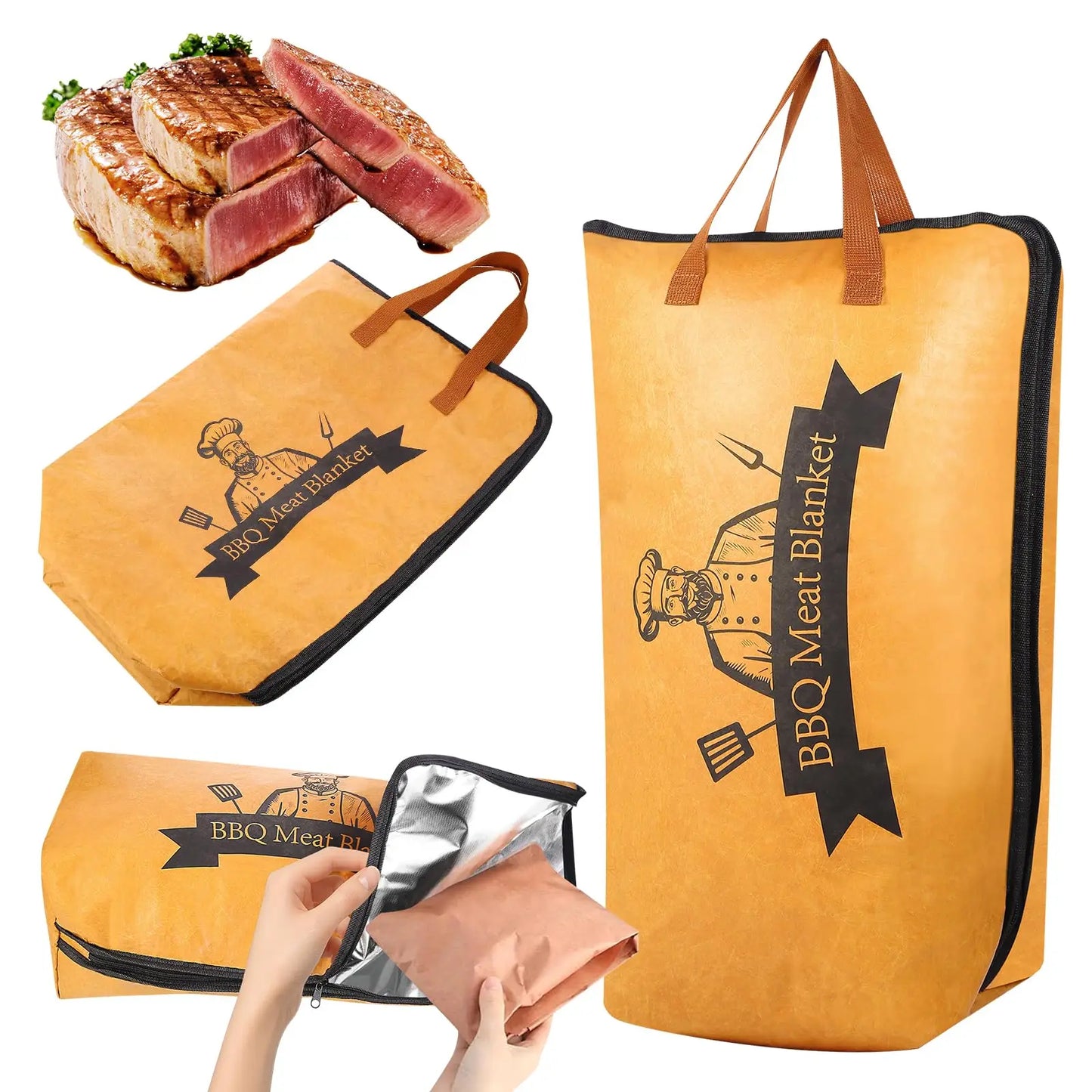 BBQ Blanket for Resting Meat,Reusable Smoker Meat Resting Blanket, 5-Layer Insulation& Wide Mouth Bag to Keep Warm and Fresh
