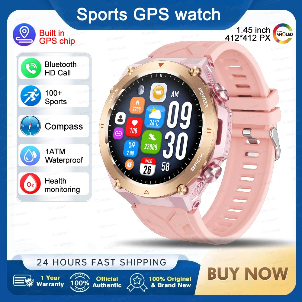 GPS Smart Watch Men Women Call Outdoor Sports Fitness Tracking Waterproof Watch Compass Heartrate Health Monitor Smartwatches