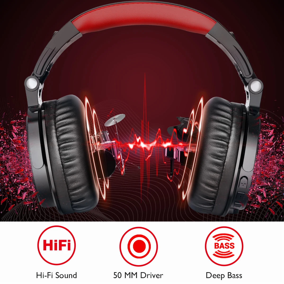Oneodio Pro-M High-fidelity Wireless Headphones Stereo Gaming Headset with Mic 110H Playtime Foldable Bluetooth Headphones