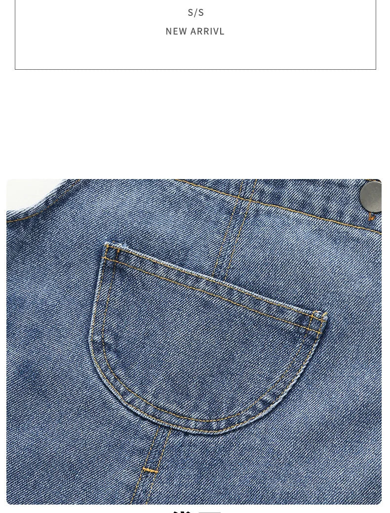 Kids Trousers Solid Brief Girls Denim Overall Boys Jumpsuits 1-6Y Unisex