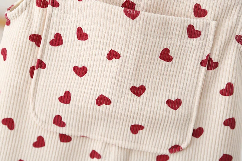 Nieuwe herfst babybroek peuter schattige liefde overall 1-4T baby meisjes veelzijdige losse corduroy broek