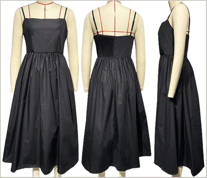 Chic Elegant Party Dresses for Women Solid Spaghetti Strap Sleeveless Long Dress Holiday Beach Sundress Robe Femme Été