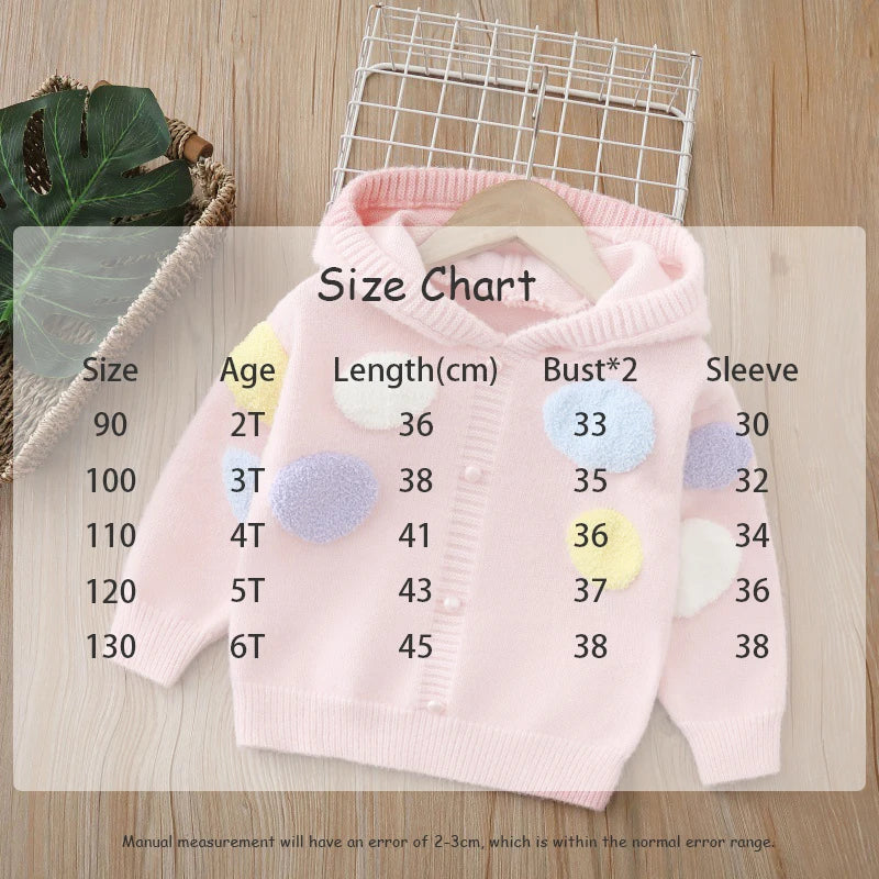 Autumn Kids Sweater for Girls Cute Colour Balloon Knitted Pullover Loose Children's Clothing Sweet Style 2-6T Girls