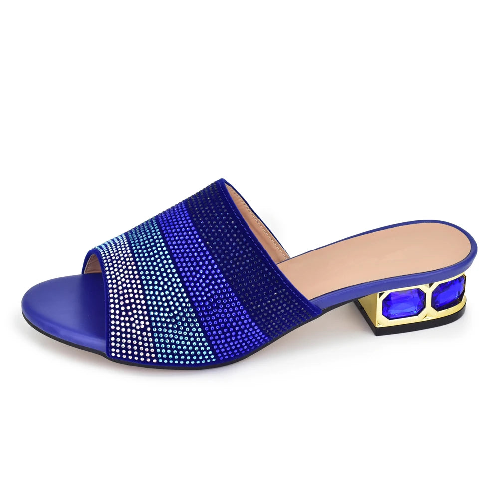Designer Wedding Shoes for Bride Party Shoes and Slippers Decorated with Rhinestone Nigerian Women Party Pumps