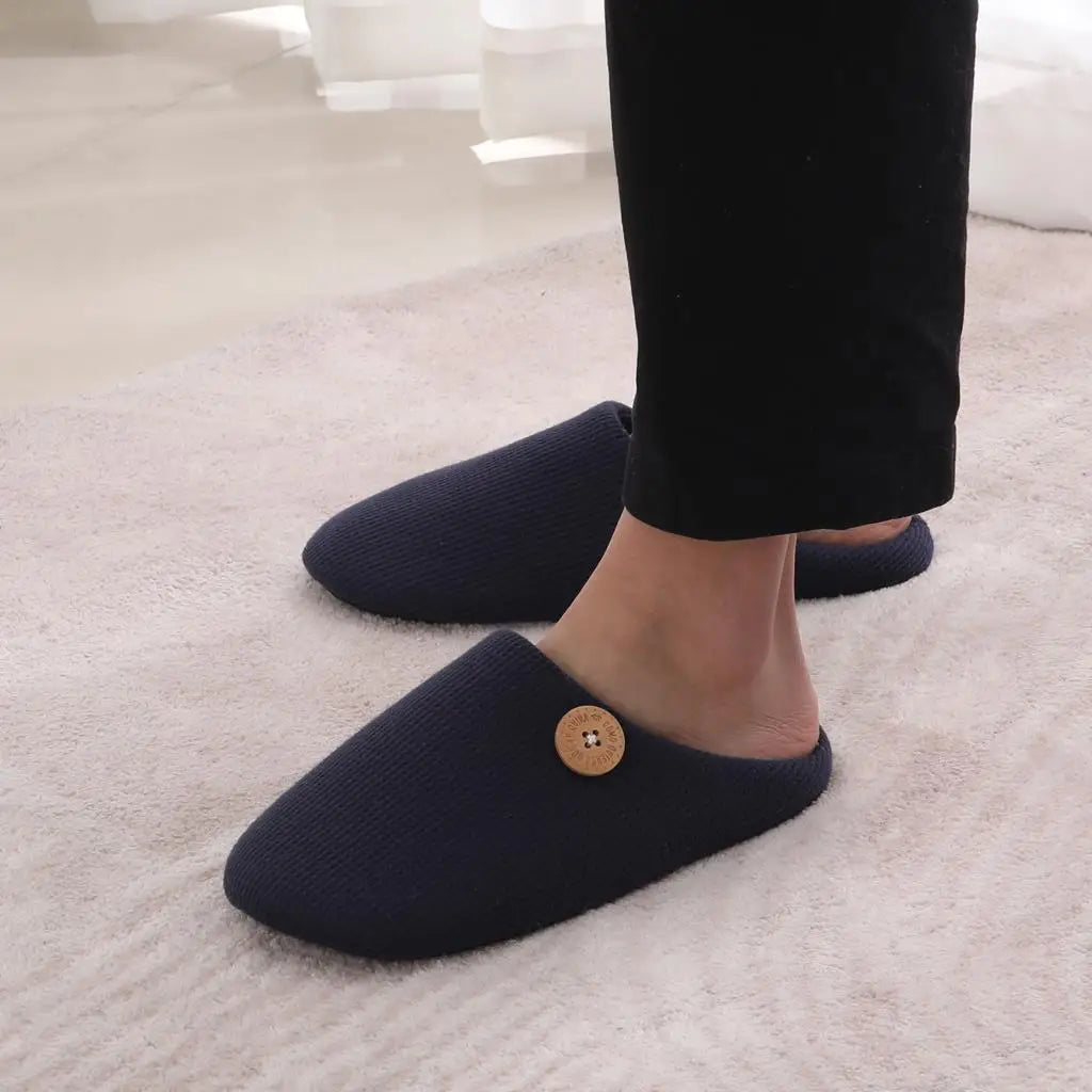 Unisex Winter House Slippers Anti-Slip Fluffy Warm Memory Foam Cotton Slippers With Durable Rubber Sole for Men & Women