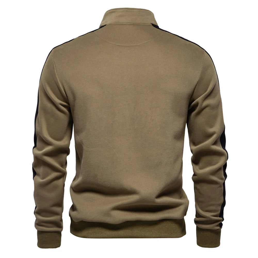 Men's Mock Neck Quarter-Zip Sweatshirts Causal Social Pocket Light-Weight Stand Collar Pullover Sweatshirt for Men
