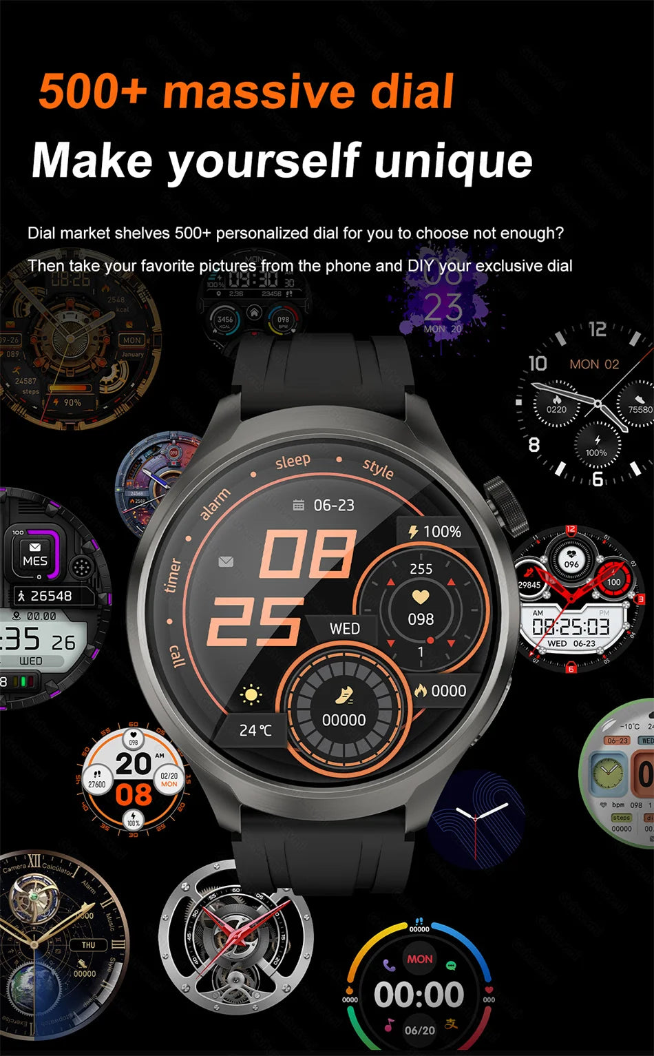 GPS Sports Smartwatch Men AMOLED Screen Compass Altimeter Heart rate BP NFC Bluetooth Call Smart Watch For Men - Compatible With HUAWEI IOS