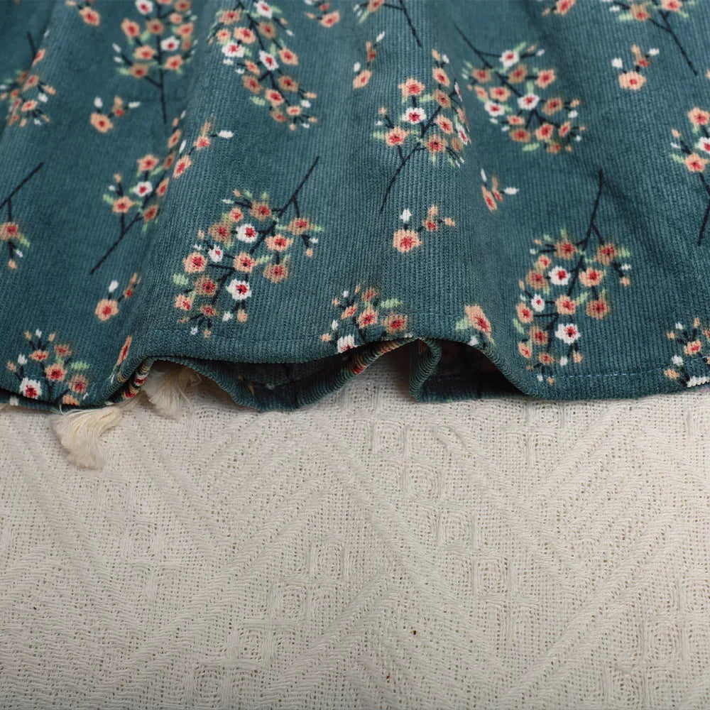 New Autumn Kids Dress 3-7T Girls Sweet Printing Floral Clothes Children Long Sleeved Thin Style Princess Dress