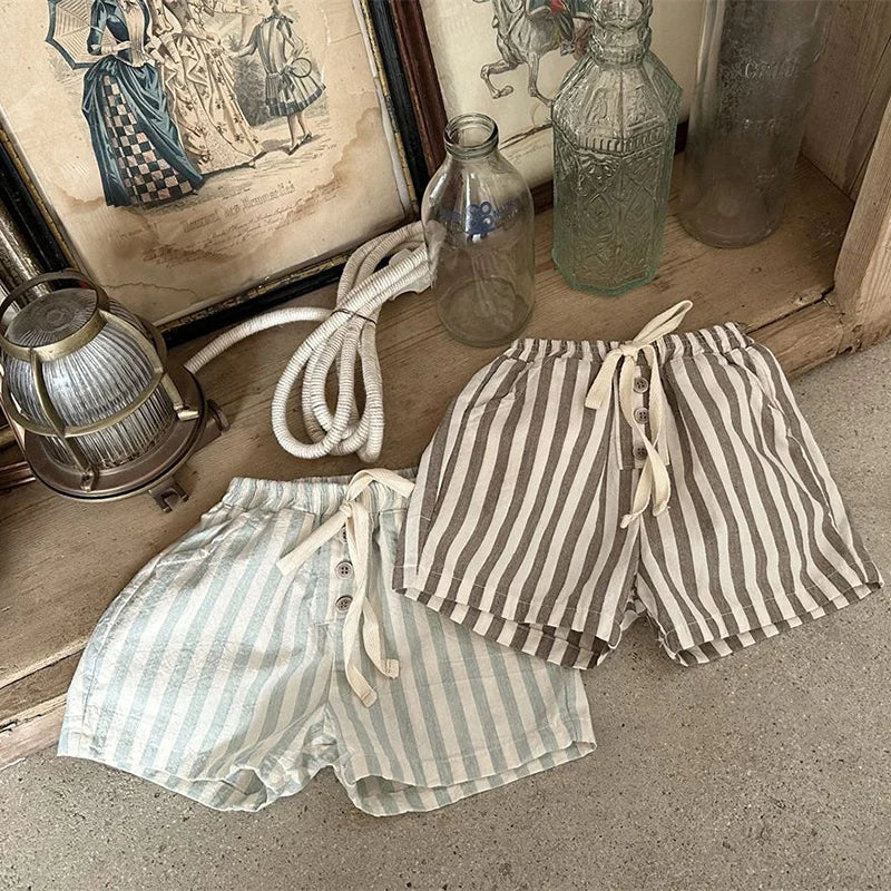 Summer Kids Shorts Children Cute Stripe Trousers Boy Girls Outwear Pants For Children 9M-4T Unisex