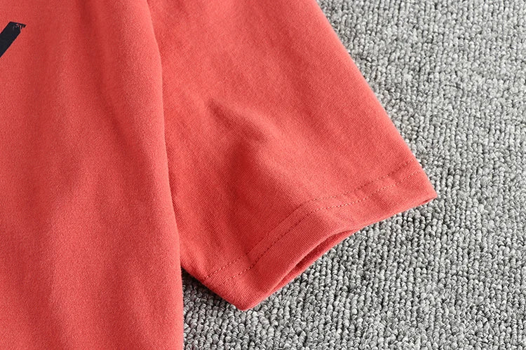 2025 Summer New American Retro Short Sleeve O-neck Letter Printed T-shirt Men's Fashion 100% Cotton Washed Casual Youth Tops