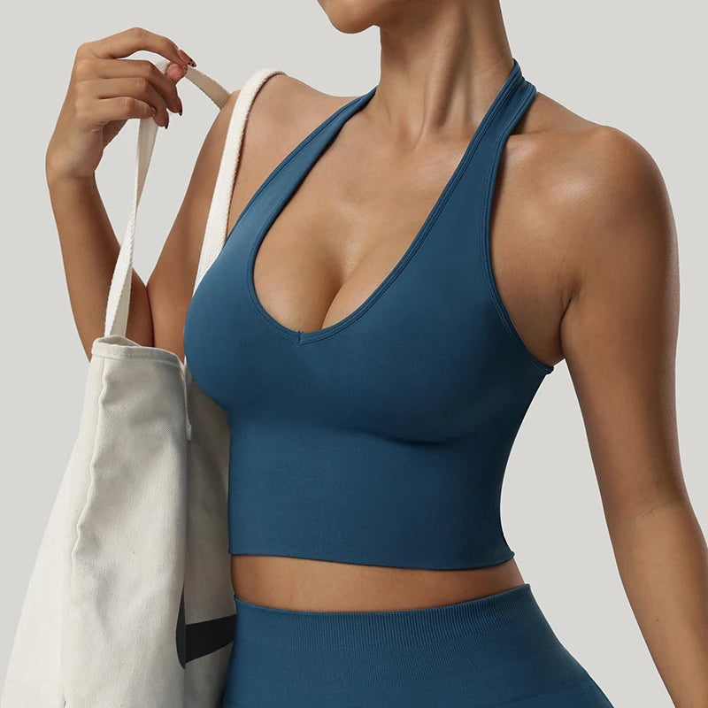 Seamless Sports Bra Women Impact Strappy Gym Top Yoga Activewear Woman Tank Tops Fitness Workout Clothing Gym Sportswear