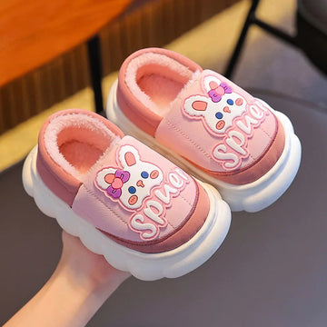 Kids' Slippers House Shoes Cartoon PU Leather Wrapped Heel Winter Shoes Warm Anti-Slip Shoes For Girls Size 24-36