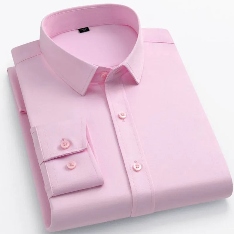 Non-iron Solid Office Shirts for Men Latest Anti-wrinkle Comfort Soft Business Without Pocket Smart Causal Purple Slim Fit Blous