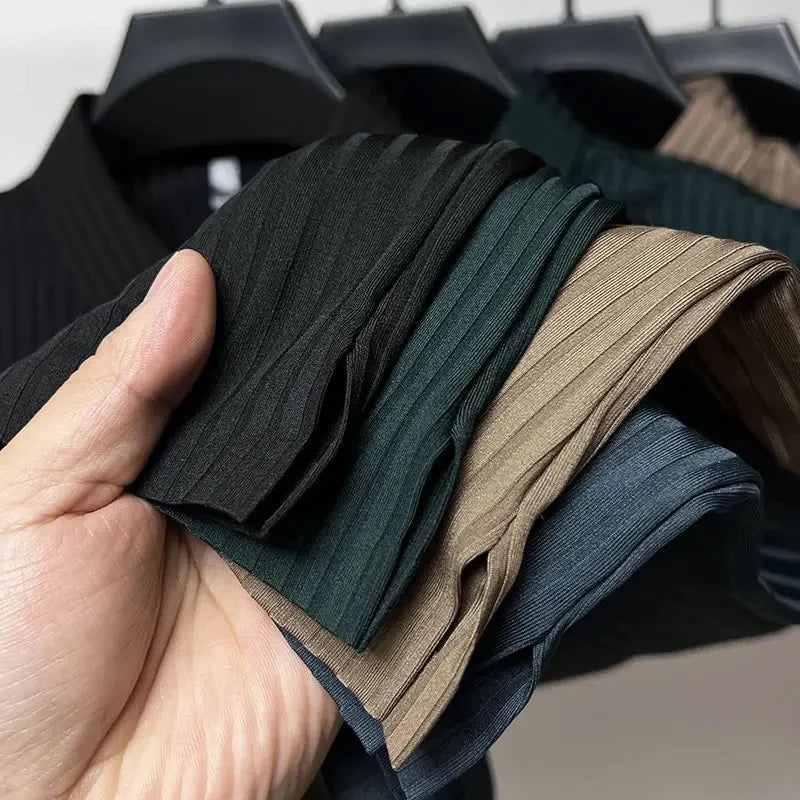 Men's Ice Silk Summer Polo Shirt, Lapel, Hollow, Short-Sleeved, Breathable, Business Fashion T-Shirt, Male Brand Clothing