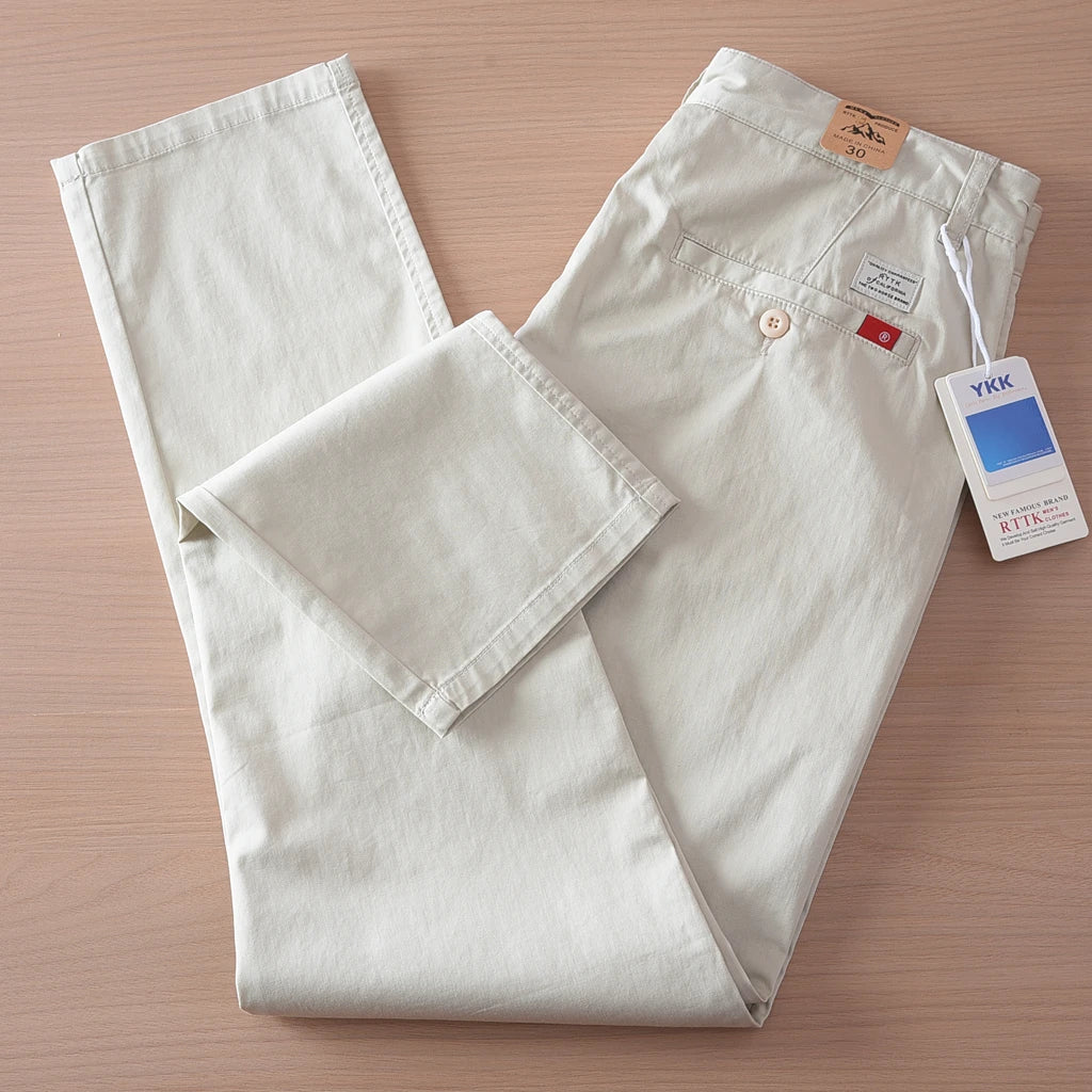 2025 Zomer Nieuwe Amerikaanse Retro Dunne Micro-Elastische Casual Broek Heren Eenvoudige 97% Katoenen Slim CHINO Business Rechte Broek