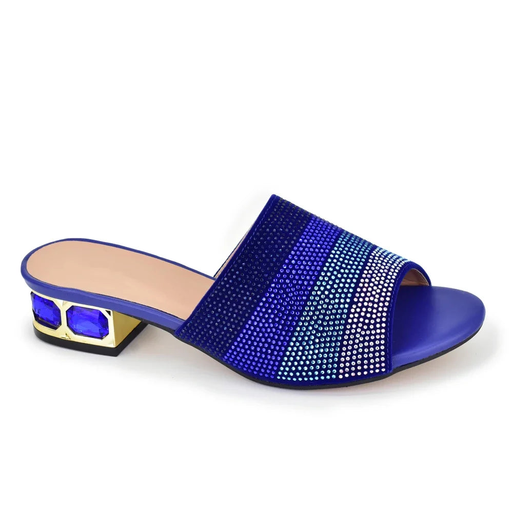 Designer Wedding Shoes for Bride Party Shoes and Slippers Decorated with Rhinestone Nigerian Women Party Pumps