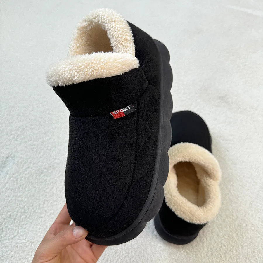 Men's Winter Cotton Indoor and Outdoor Shoes Non-Slip Fully Warm Cosy Platform Fuzzy House Slippers