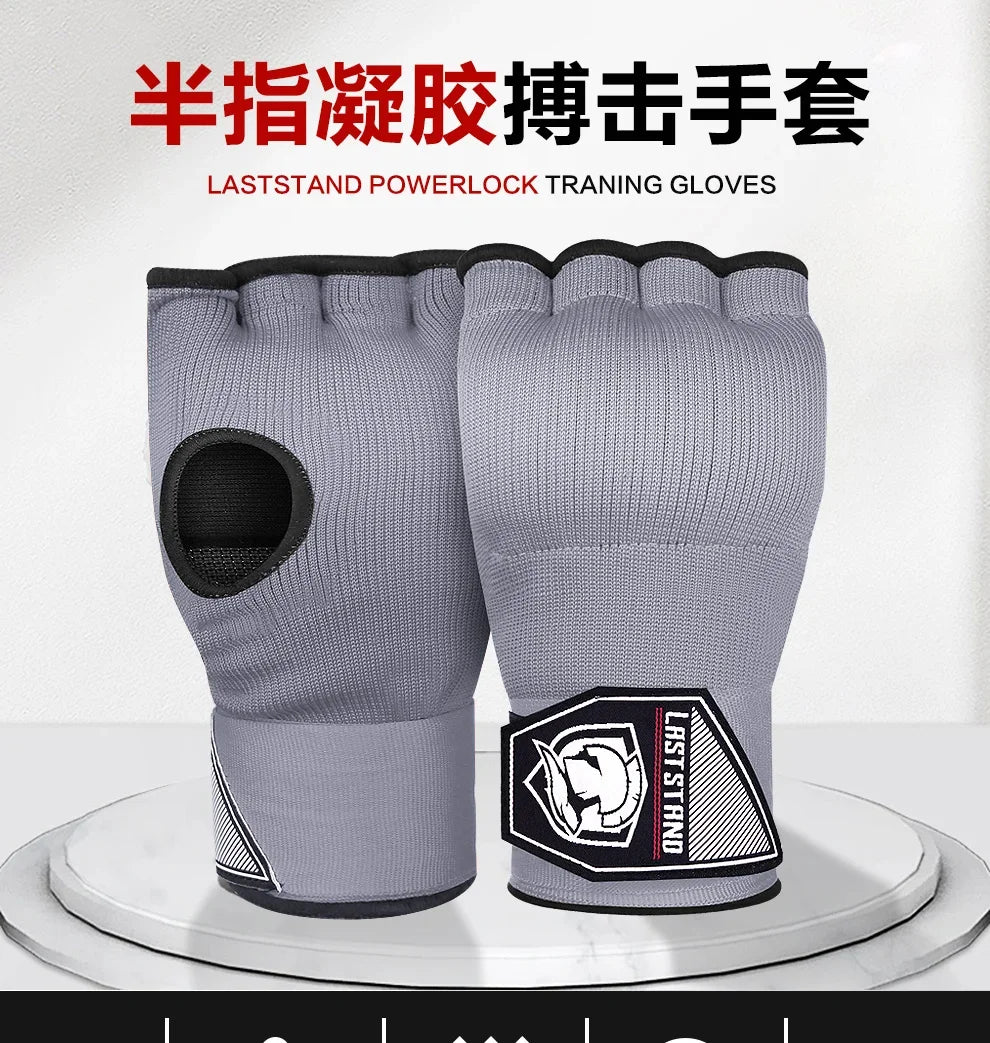 Gel Boxing Hand Wrap Gloves – Adjustable Half Finger MMA & Boxing Wrist Support Gloves with Long Strap Protective Training Gear