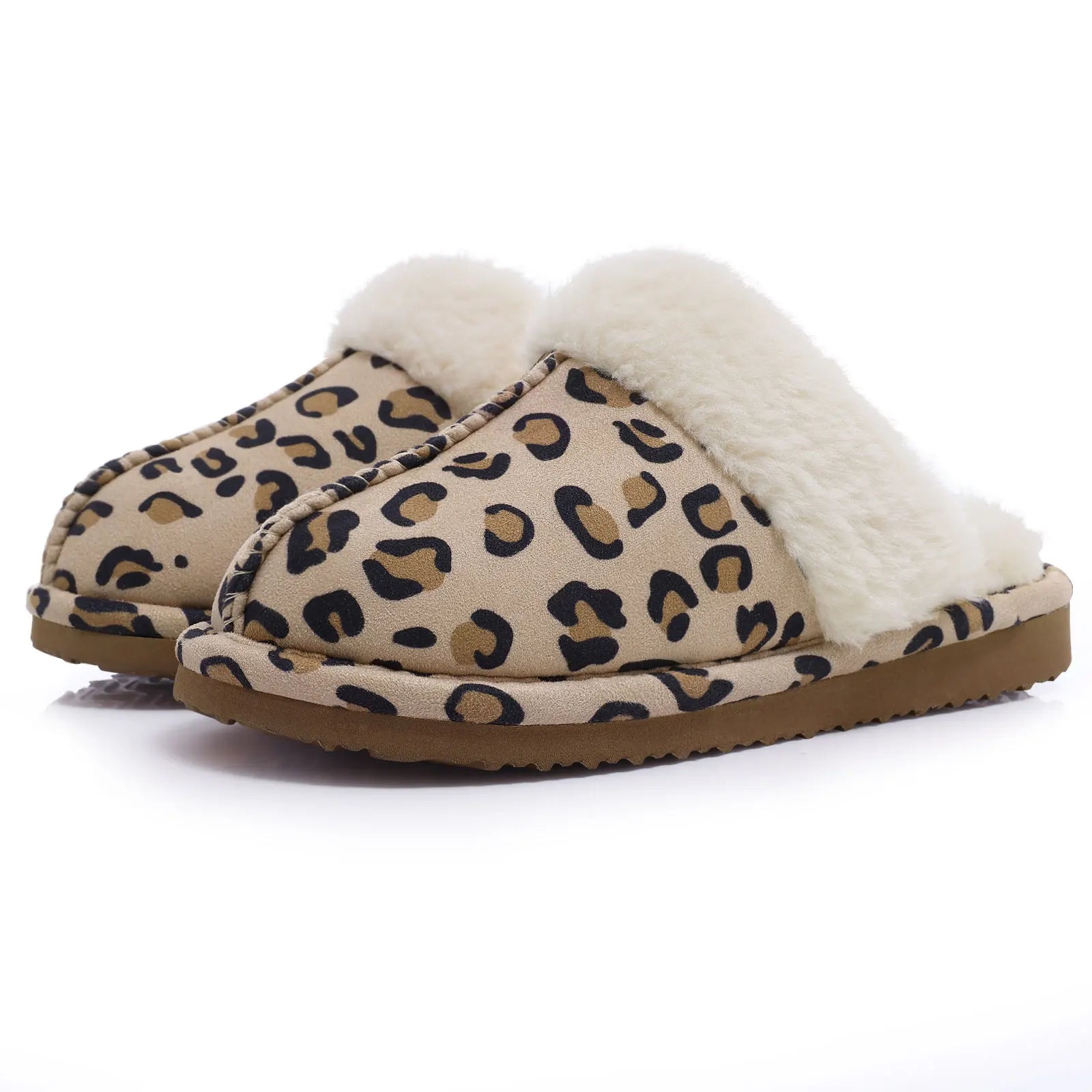 Unisex Winter Fur Slippers Home Suede Mules Short Plush Slippers For Indoor Warm Cosy Fuzzy Flats Slides For Men & Women