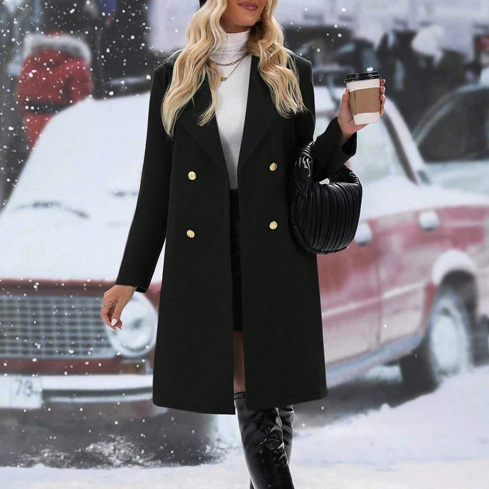 Women's Coats Winter Decent Korean Off White Knot Long Sleeve Lapel Regular Workwear Coats