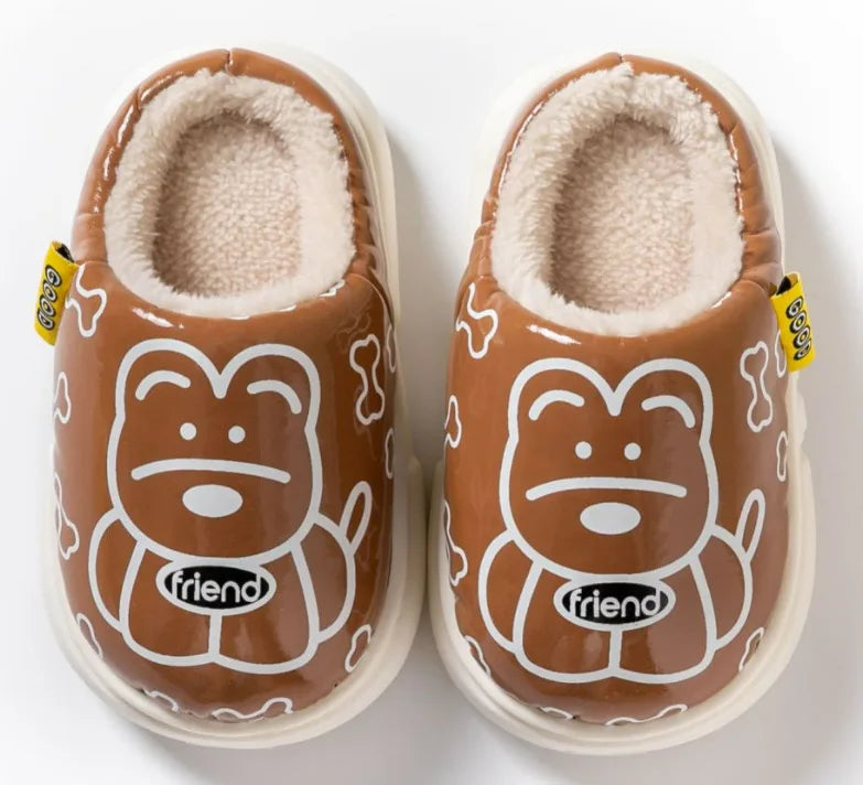 Kids' Slippers House Shoes Cartoon PU Leather Winter Shoes Warm Anti-Slip Soft Bottom Shoes For Girls Size 24-35