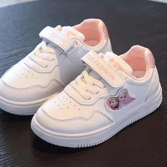 Unisex Children's Casual Shoes White Frozen Princess Elsa Anna Flats Light Running Soft Soles Fashion Brand Shoes