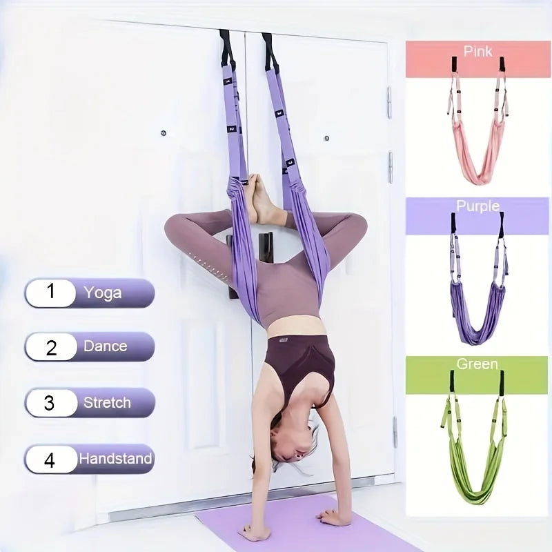 Yoga Strap Stretch Band, Elastic Fitness Rope, and Universal Back & Leg Belt For Home Backbend & Handstand Inversion Training Hammock