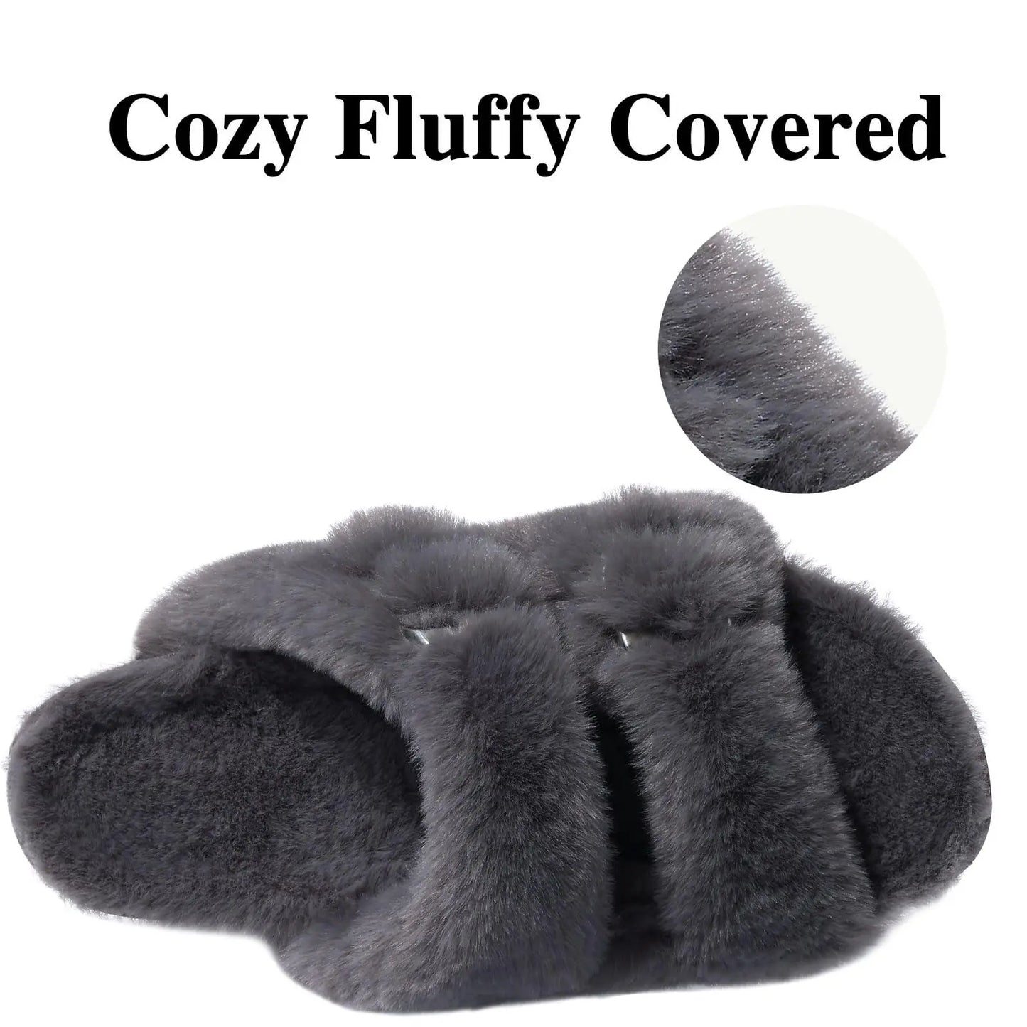Women's Winter Warm Leisure Slippers Non-Slip Outdoor Slides Cork Insole Cosy Slip-On With Arch Support Suitable As Ladies' Sandals