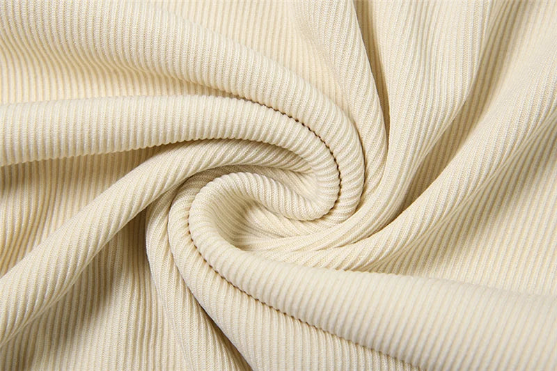 Geribbelde 2-delige set voor dames, polokraag, cardigan, crop tops + stretchrokken, bijpassende casual, eenvoudige, trendy, elegante outfits