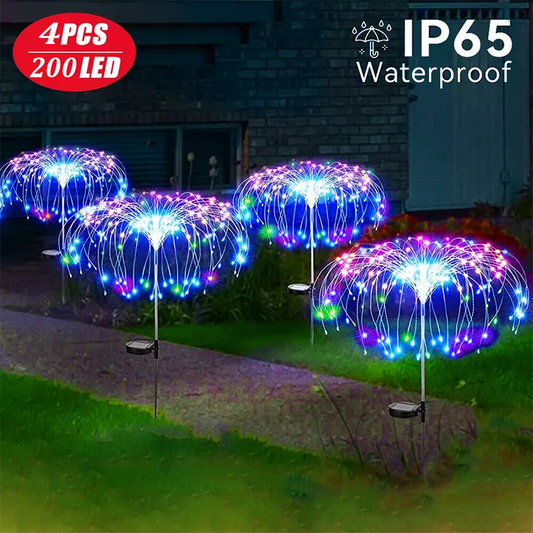 200LED LED-zonnevuurwerkverlichting voor buiten, grasbol, paardenbloemlamp voor tuin, gazon, landschapslamp, vakantieverlichting