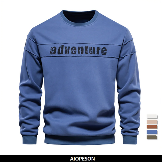 Men's Crew Neck Patchwork Printed Alphabet Sweatshirts Youth O-neck Sportswear Tops