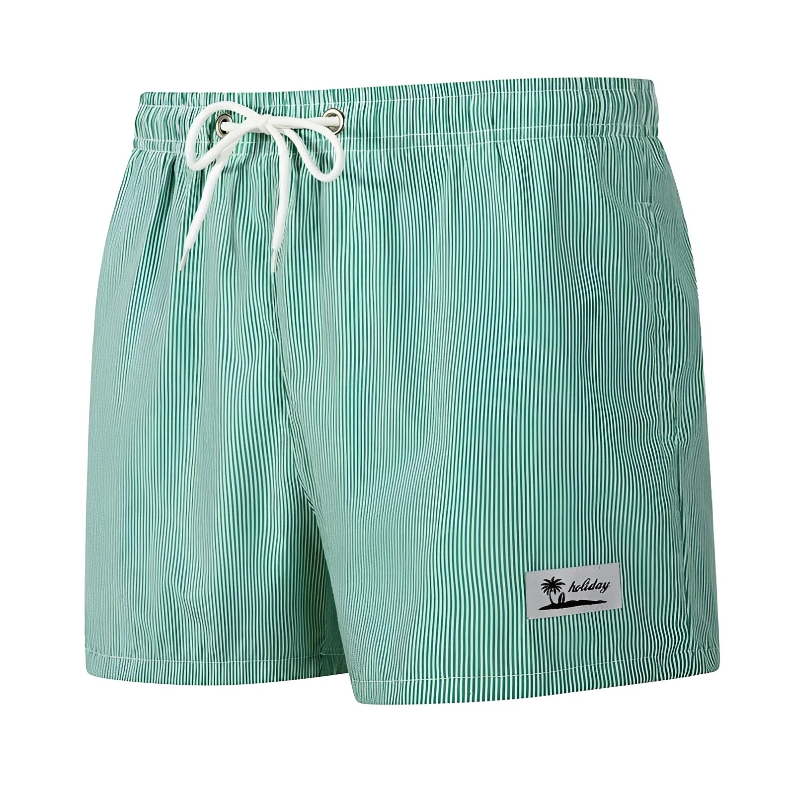 Men’s Quick-Dry Striped Swim Shorts – Beach Board Shorts with Mesh Liner & Pockets for Summer Swimwear