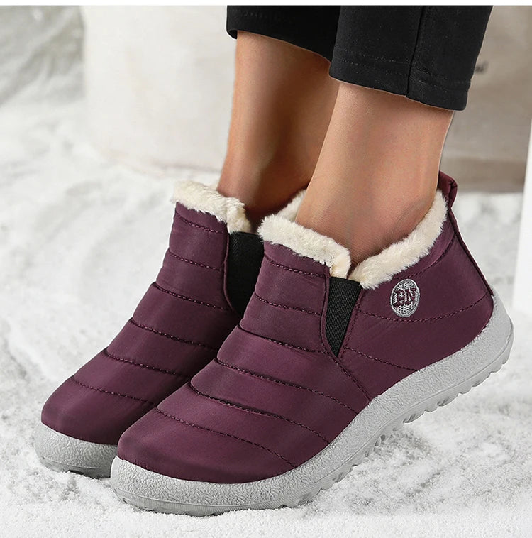 Men's Warm Fur Flat Shoes Waterproof Winter Slip-On Sneakers For Men