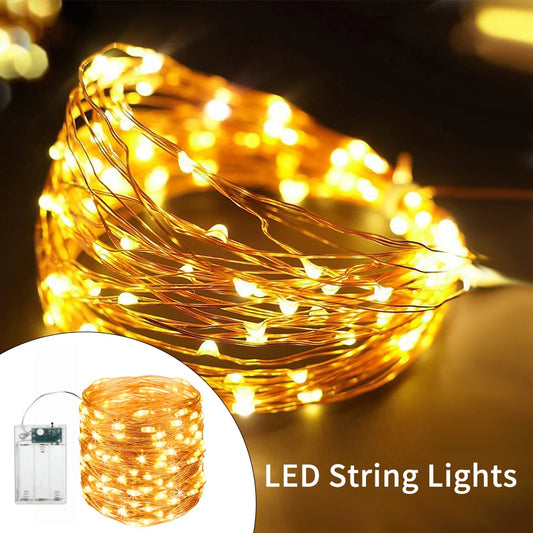 2M 5M 10M LED Lichterkette Batteriebetriebene Kupferdrahtgirlande Lichterketten Outdoor Garten Hochzeit Party Weihnachtsbaum Dekor