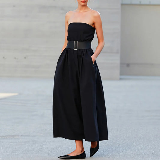 Dresses All Season Fashion Korean Plain Bubble Sleeve Off Shoulder Boat Neck Midi A-Line Anniversary Milkmaid Dresses