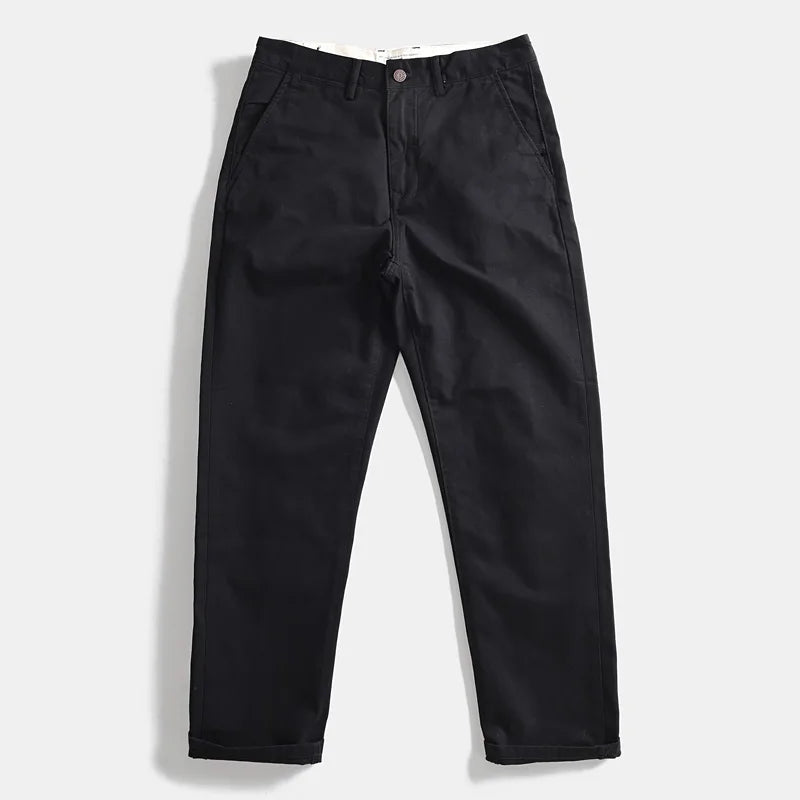 2025 Lente en herfst Nieuwe Amerikaanse retro geweven twill chino cargobroek Heren eenvoudige 100% katoenen gewassen casual rechte broek