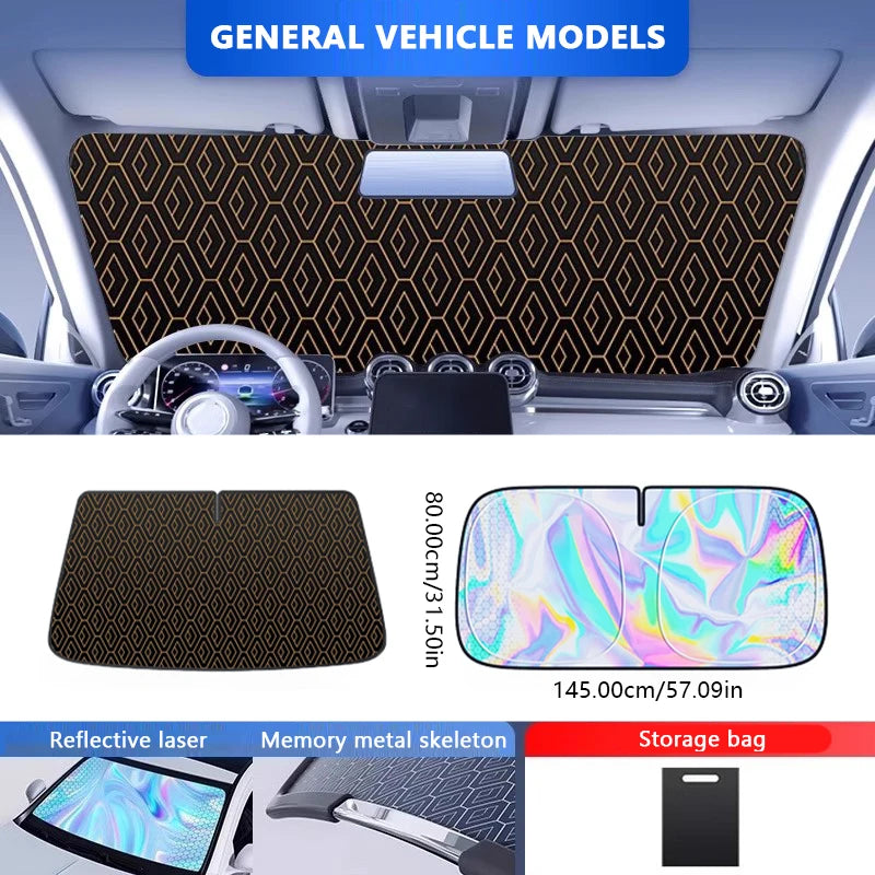 SEAMETAL 5-Layer Car Windshield Sun Shade Cover Foldable Thicken Front Window UV Refletive Sunshade Curtain Sun Protection Cover