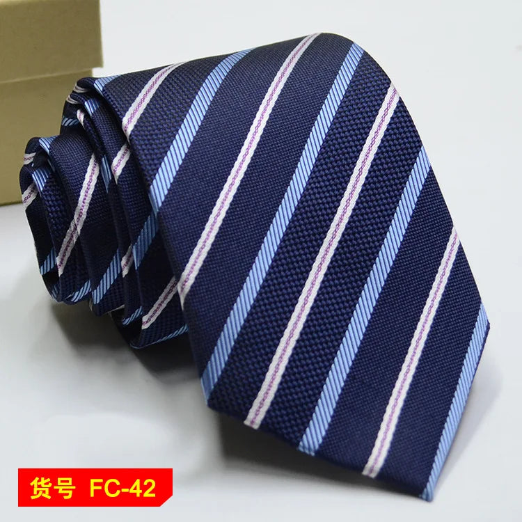 Men's Solid Color Stripe Floral Jacquard Necktie 7-8cm Width Fashionable Daily Wear Cravat for Wedding Party Gift