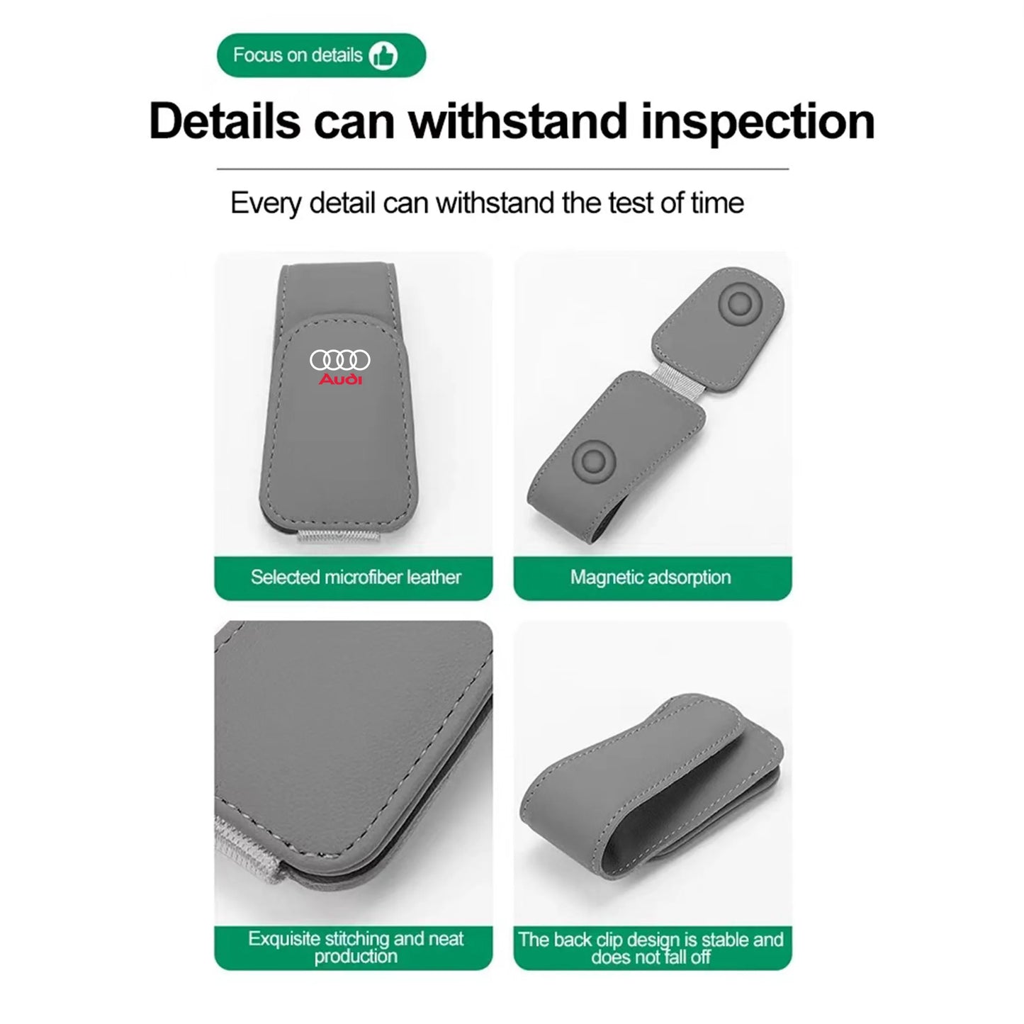 Car Leathers Glasses Clip Sun Visor Sunglasses Card Box For Audi Quattro Sline A3 A4 A6 A5 Q5 A1 Q7 Q3 Q2 Q8 A7 A8 TT S1 SQ5