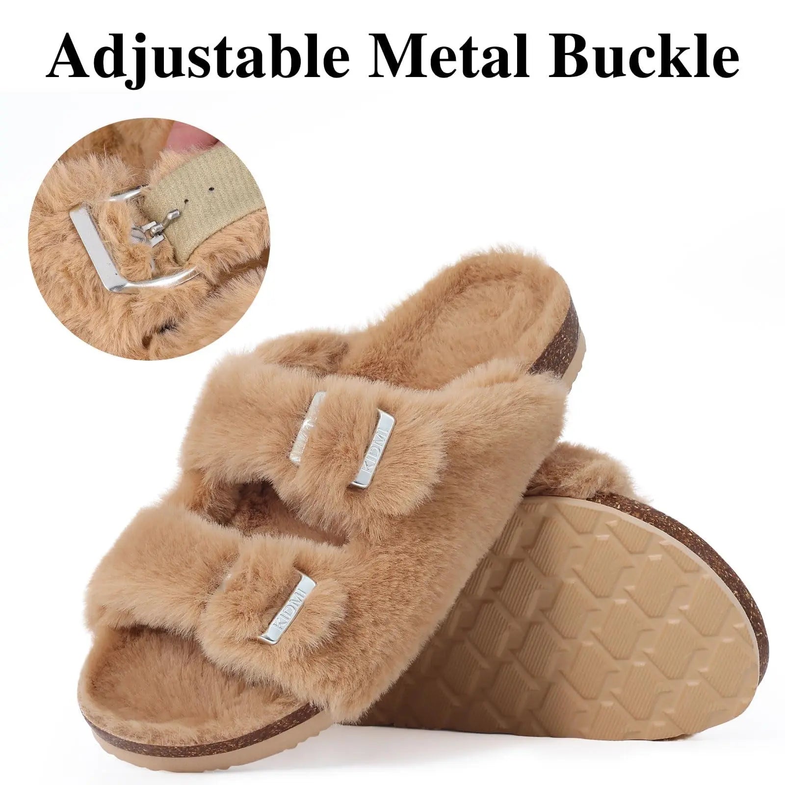 Women's Winter Warm Leisure Slippers Non-Slip Outdoor Slides Cork Insole Cosy Slip-On With Arch Support Suitable As Ladies' Sandals