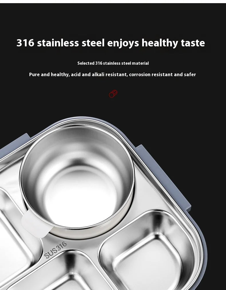 316 Stainless Steel FoodGrade Extra-Large Insulated Airtight Lunch Box - Microwave Safe Container for Office Workers & Students