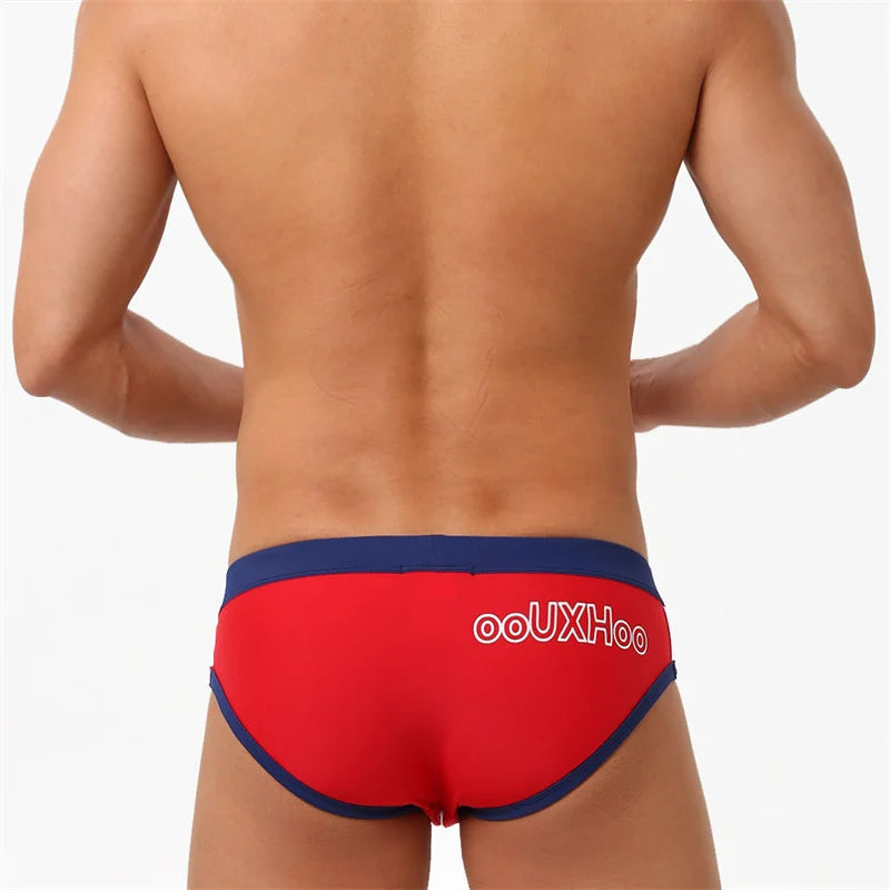 Men’s Printed Swim Briefs – Low Waist Padded Swimsuit for Beach, Pool & Summer Sports