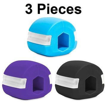 3 Pieces Set Food-Grade Silica Gel Jaw Exerciser with Lanyards - Jawline Chew And Bite Breaker For Face Fitness & Masseter Training