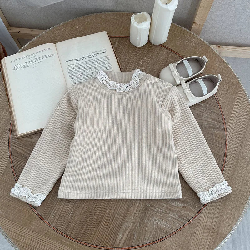 Winter Baby Blouse Infant Girls Boys Shirt Thicken Cotton Fur Lining Base Tops Unisex