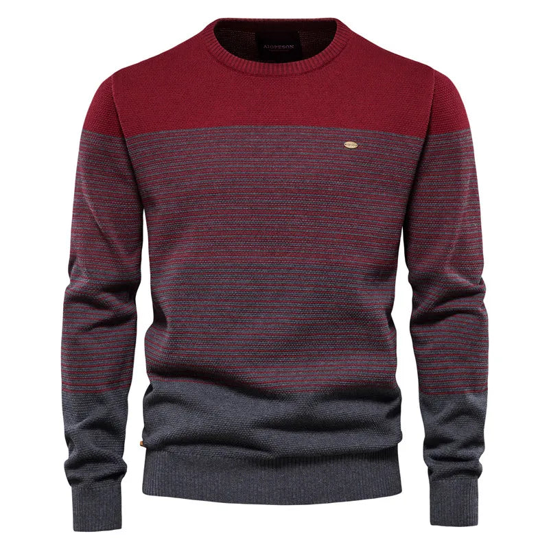 Men's Spliced Cotton Sweater Casual O-neck High Quality Pullover Knitted Sweaters Male New Winter Brand